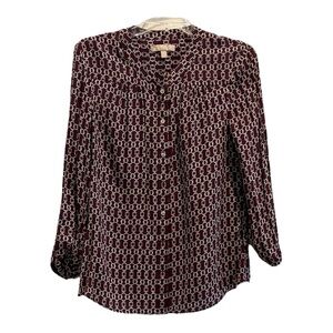 Banana Republic Women's Burgundy Patterned Top- size small